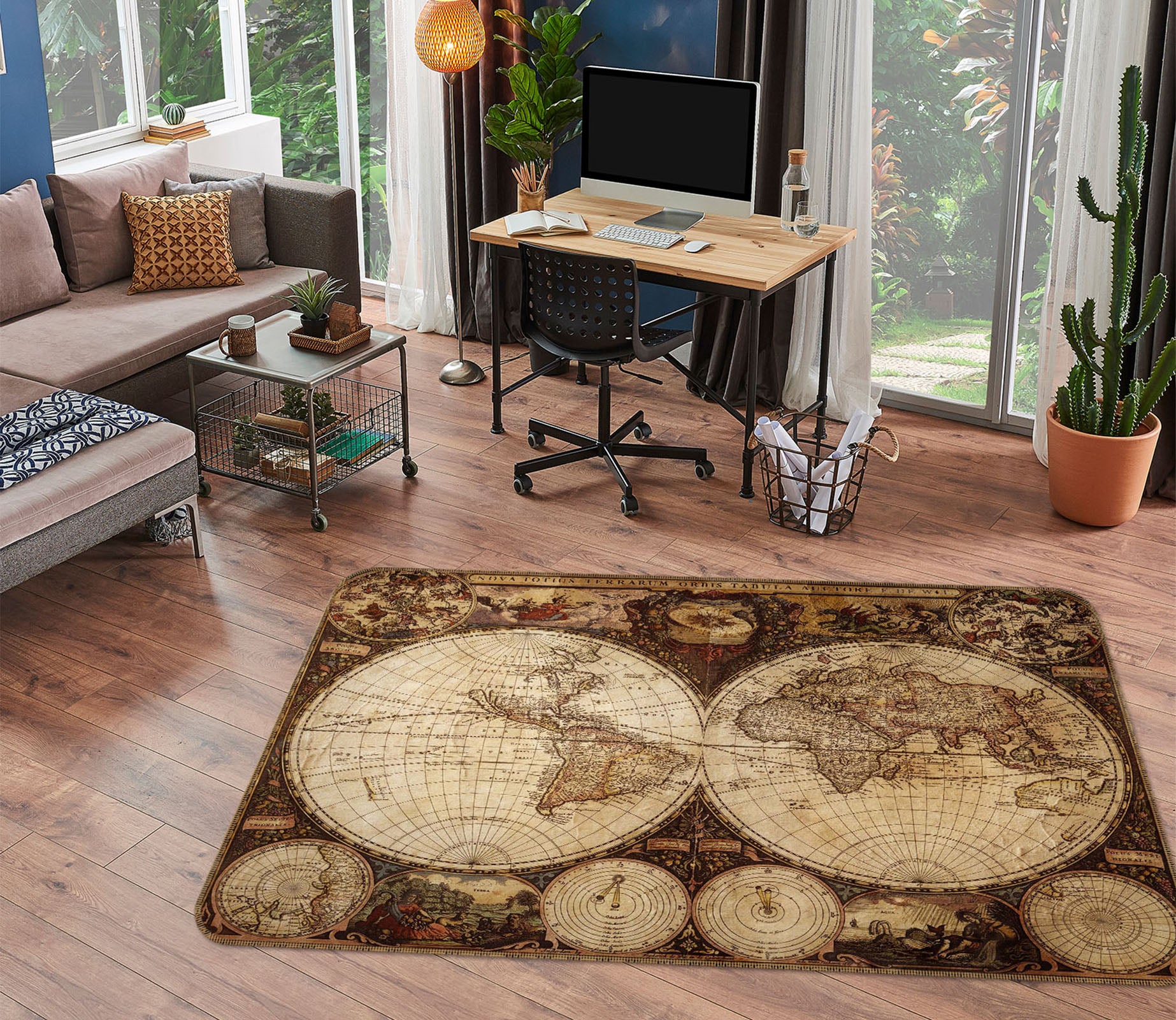 3D Land Layout 211 World Map Non Slip Rug Mat