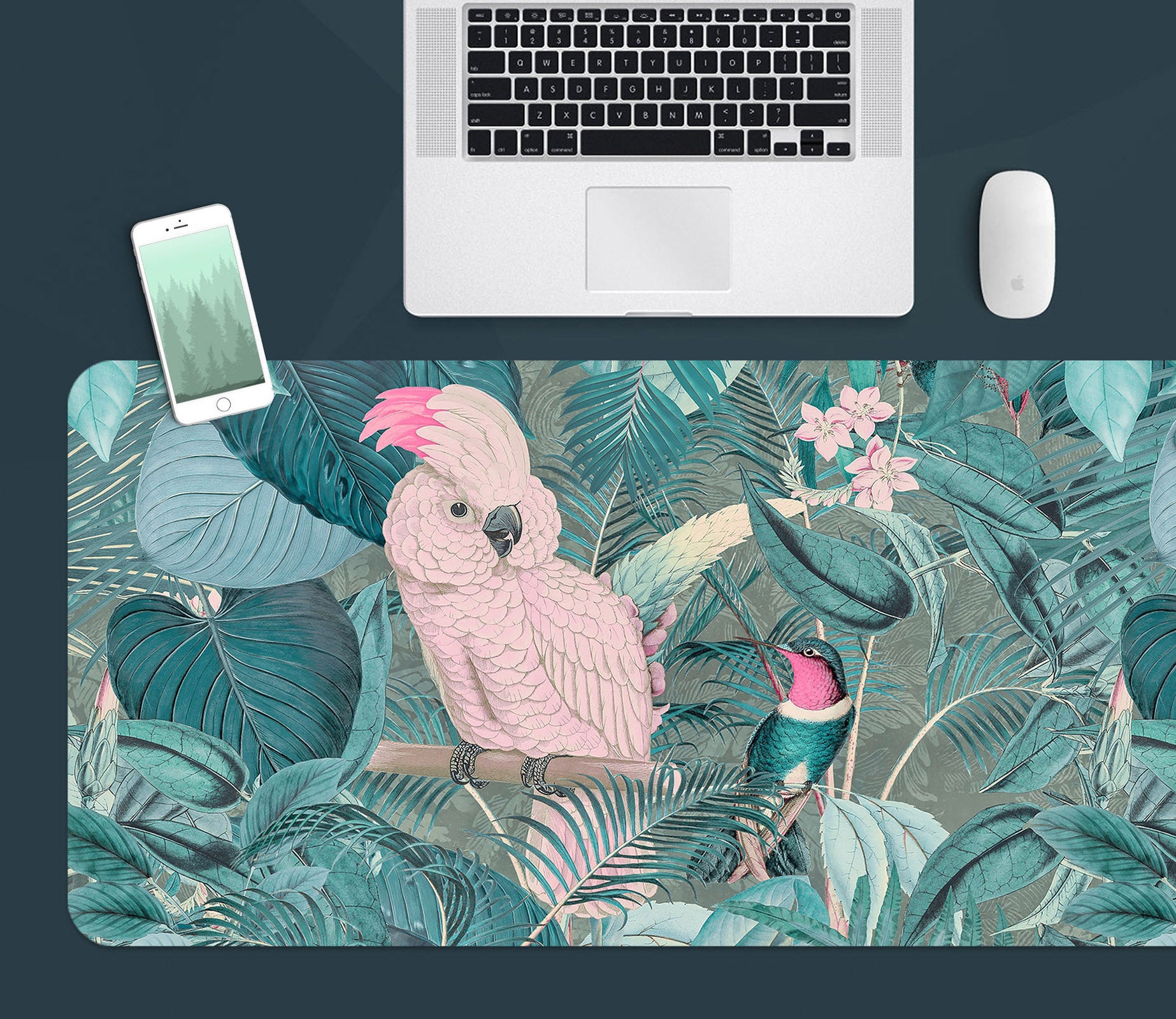 3D Parrot Leaves 5227 Andrea Haase Desk Mat