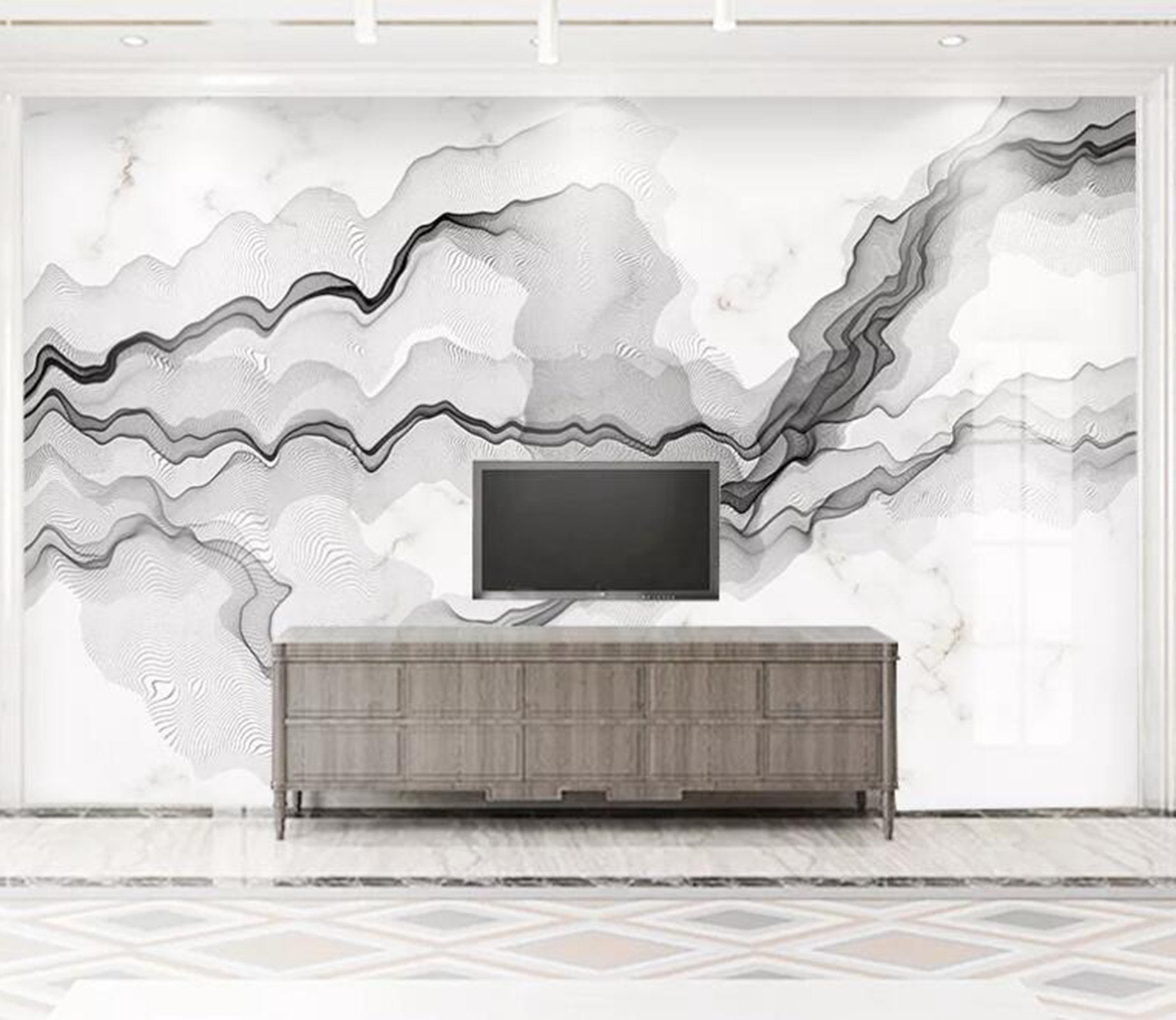 3D Black Wave WC71 Wall Murals