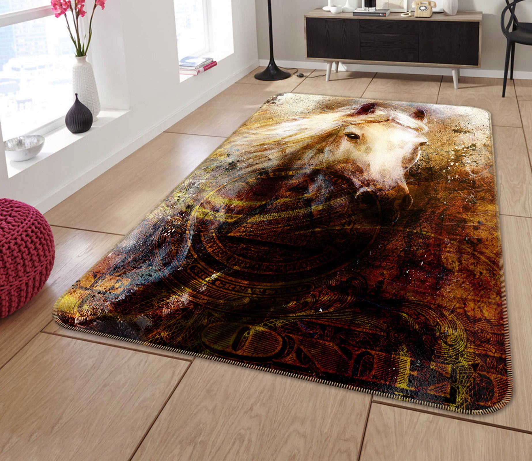 3D Horse Graffiti 204 Animal Non Slip Rug Mat